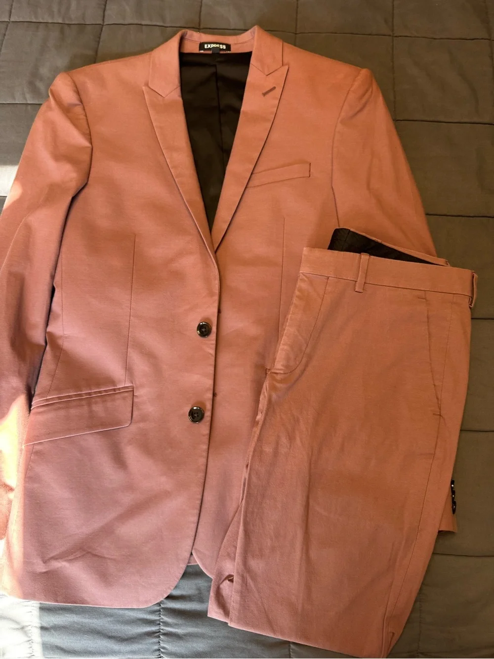 Express Men's Muave Single-Breasted Two-Button Blazer and Slacks
